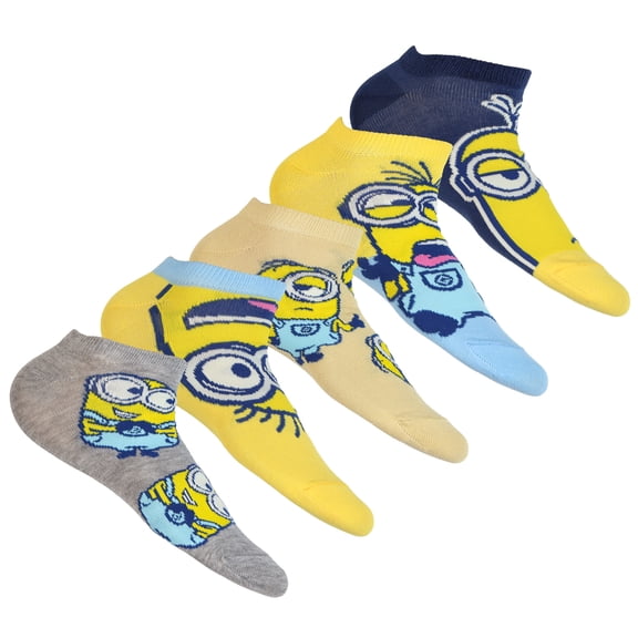 Minions Socks Assorted Character Designs Women's 5-Pack Low Cut, Shoe Size 4-10