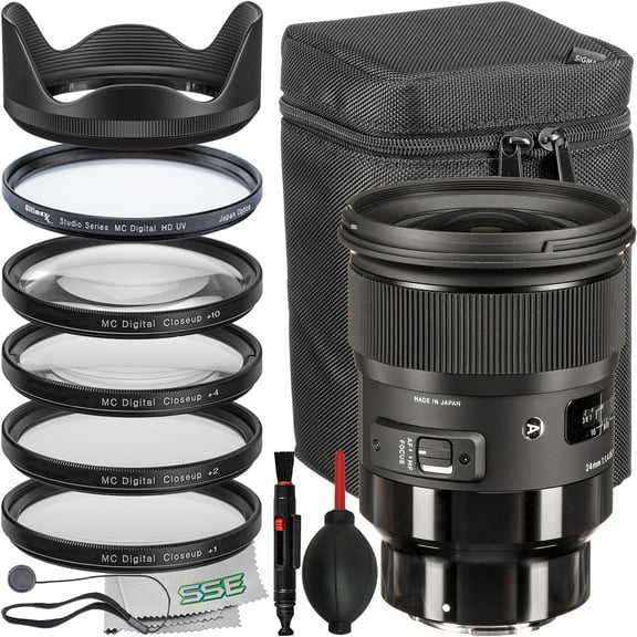 Ultimaxx Essential Sigma 24mm f/1.4 Art Lens Bundle (EF-Mount) - Includes: Protective UV Filter, 4PC Macro Close-Up Filter Kit ( 1,  2,  4,  10 Diopter) & More (14pc Bundle)