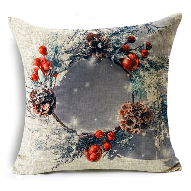 Fundas de almohada navideñas para el día de la nieve, 40/45/50cm, corona de Adviento, adornos de bolas de árbol, funda de almohada para sofá, decoración del hogar