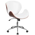 thumbnail image 1 of Mid-Back Mahogany Wood Swivel Conference Chair in Black Leather, 1 of 9