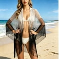 thumbnail image 5 of Hesxuno Mesh Summer Cardigans for Women Longline Beach Open Front Cover Up Fringe Boho Casual Kimono Cardigan Swimwear Bikini Coverup Black Free Size, 5 of 7