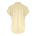 thumbnail image 4 of Camiseta sin mangas de verano holgada con cuello en V y pliegues para mujer: blusa fluida sin mangas con dobladillo curvo., 4 of 5