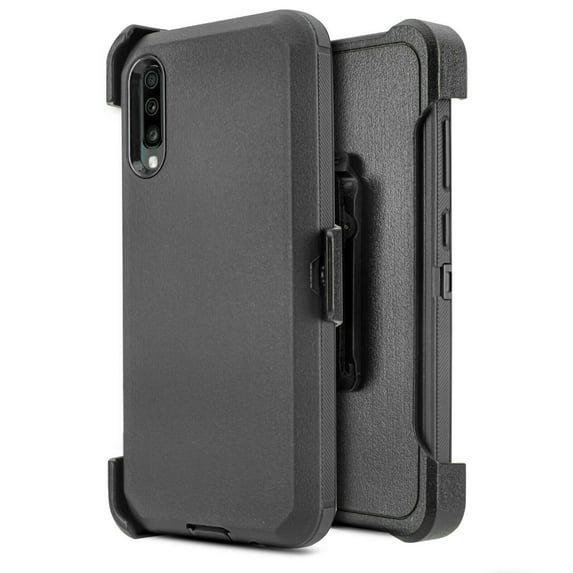 for Samsung Galaxy A70 A70S Heavy Duty Case Phone Case Dual Layer Full-Body Rugged Clear Back Case Drop Resistant Shockproof Case with Built In Screen Protector (Black)