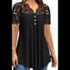 thumbnail image 2 of Blusas Tipo Túnica de Talla Grande para Mujer, de Corta, con Cuello en V, Plisadas y Botones de Encaje. Negro L, 2 of 6