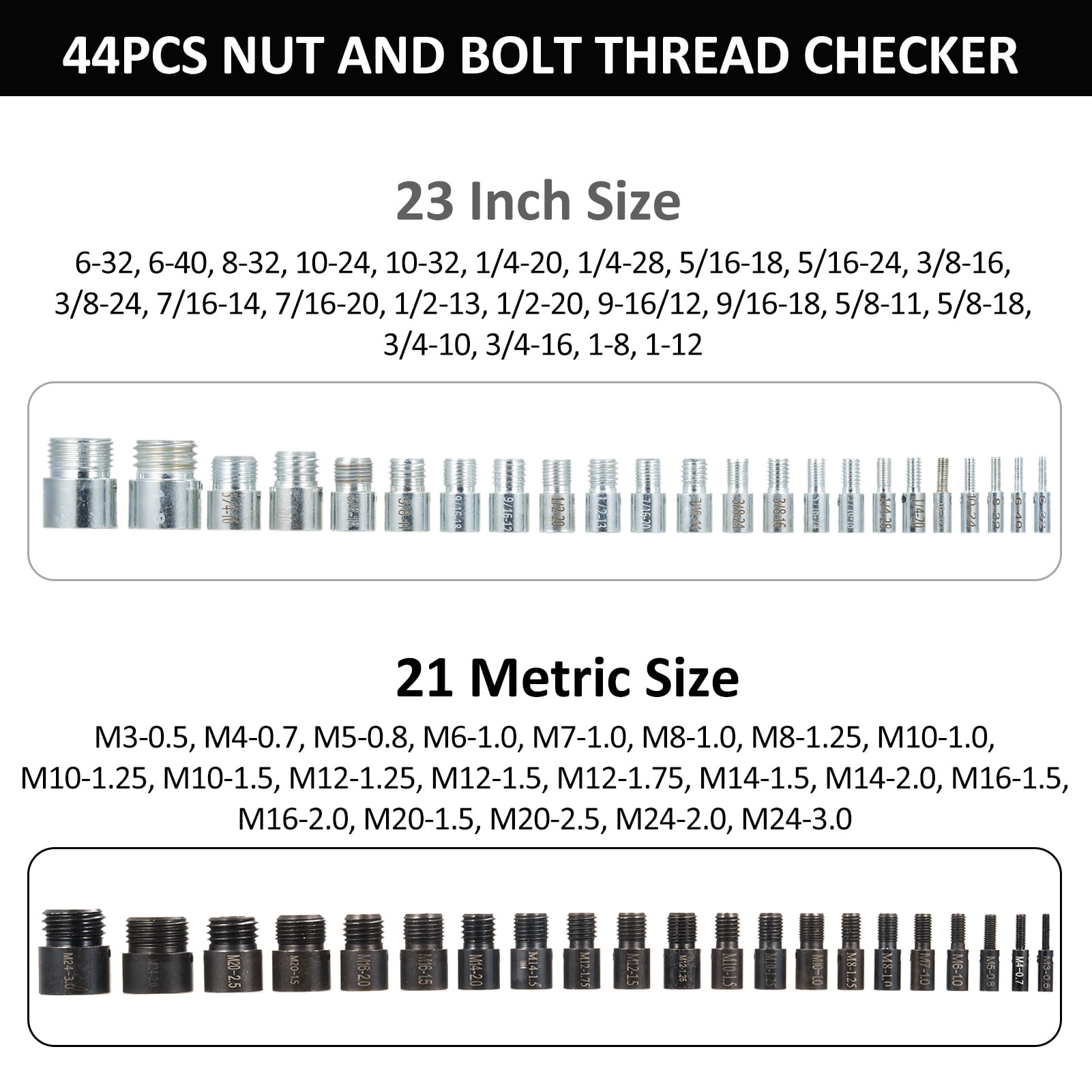 44pcs Nut and Bolt Thread Checker Red Blue Nut and Bolt Size Gau 並行輸入品 44pcs Alloy Nut And Bolt Thread Inspector Giwaelro Nut And Bolt