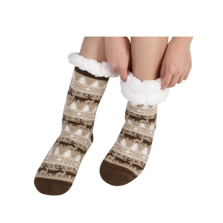 

SHCKE Plush Slippers Carpet Socks Thick Fuzzy Slipper Socks Anti-Skid Floor Socks Christmas Gift Fleece Lining Home Socks Winter Warm Soft Slipper Socks