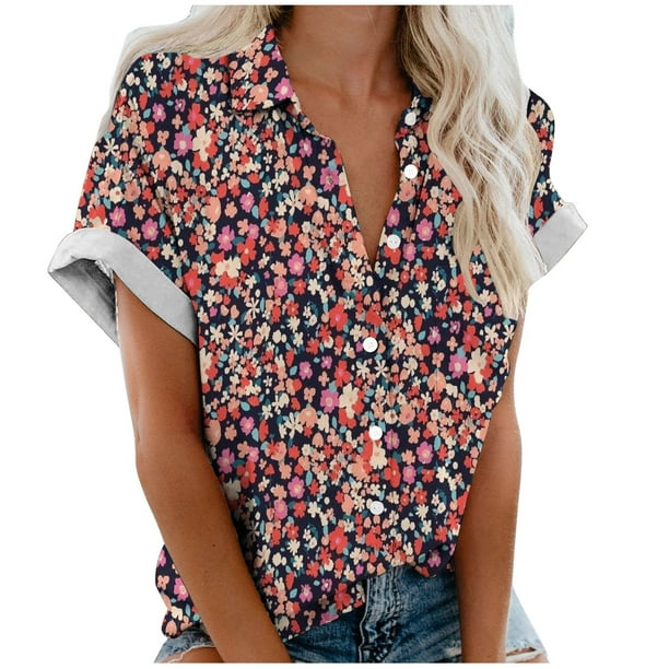 Mujeres Pantalones Cortos Impresos Blusas de Manga Corta Y Top Regular, Vestido de Moda de Verano Casual para Mujeres