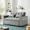 thumbnail image 4 of Lunale 3 in 1 Convertible Futon Pull Out Sofa Bed, 55" Velvet Sleeper Loveseat, Gray, 4 of 9
