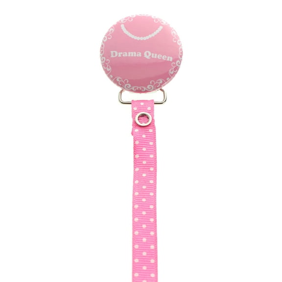 Pink Drama Queen Pacifier Clip