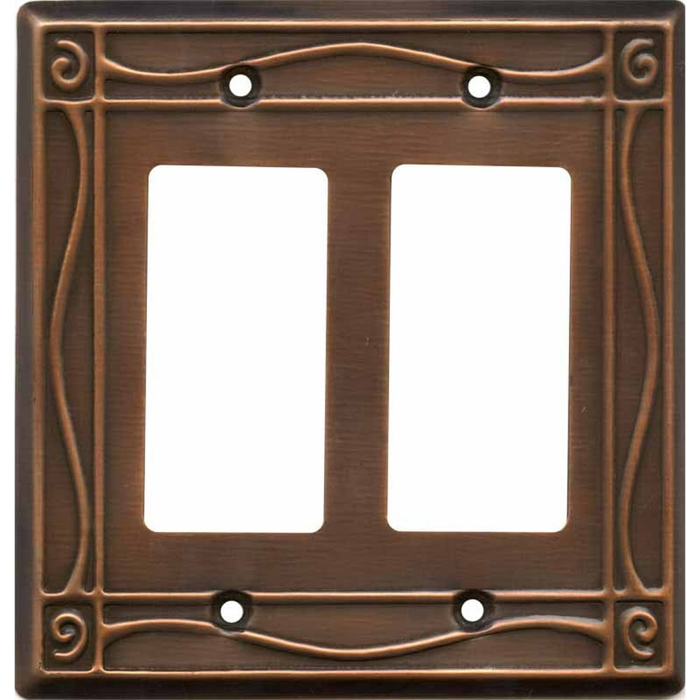 Border Antique Copper Double Rocker GFCI Wall Plates