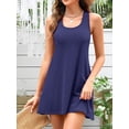 thumbnail image 2 of Sociala Women Built in Bra Summer Dresses with Pockets Beach Sundress Casual Loose Sleeveless Racerback Tank Dress, 2 of 8
