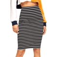 thumbnail image 1 of Falda de tubo ajustada a rayas hasta la rodilla con cintura elástica para mujer Negro - CH Negro - CH Xishao ropa, 1 of 2