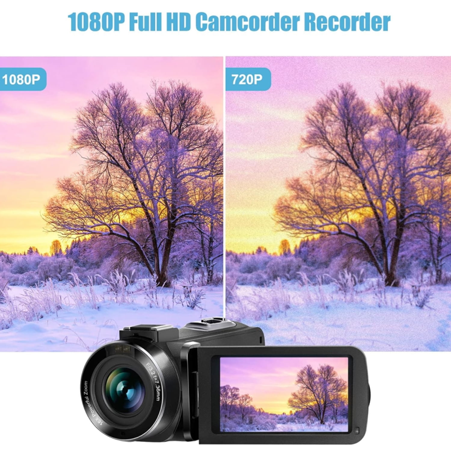 Camcorder Digital Camera 1080P 30FPS Video Camera 36MP IR Night Vision Vlogging Camera Recorder 3.0 Inch IPS Screen 270 Degree Rotation 16X Digital Zoom Camcorder with Remote Control,32GB SD Card
