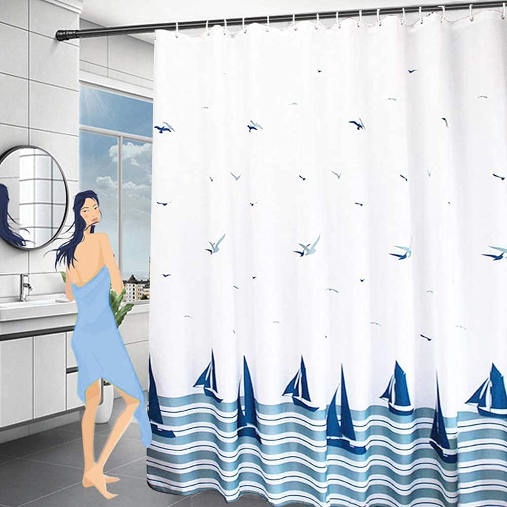Waterproof Shower Curtain 180x200, Heavy Fabric Polyester Shower ...