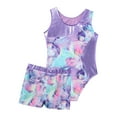 thumbnail image 4 of Sholeno Girls Gymnastics Leotards Matching Shorts Set 2 Piece Dance Tumbling Bodysuits Activewear Colorful Shadow 10, 4 of 7