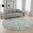 thumbnail image 2 of HomeRoots 667201 8 ft. Artichoke Green & Gray Floral Transitional Washable Round Area Rug with UV Protection, 2 of 7