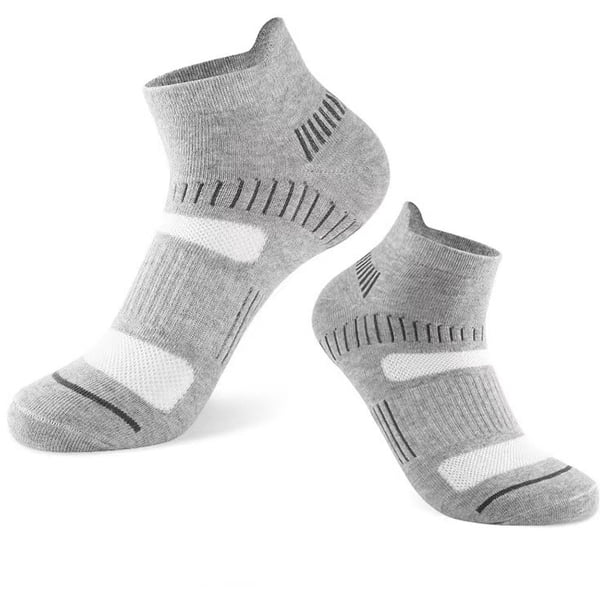 Xiao Hua 10 pares de calcetines invisibles para mujer y hombre, de corte bajo, tobilleros, antideslizantes, deportivos, para correr, informales, novedosos, grises claros.