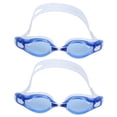 thumbnail image 2 of Gafas de natación con montura grande de 2 uds, gafas galvanizadas para adultos para competición de entrenamiento, color blanco (anteojos azules), 2 of 10