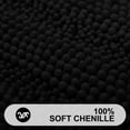 thumbnail image 2 of Buganda Chenille Striped Bathroom Rugs, Extra Soft and Absorbent Bath Mats, Anti-Slip Shaggy Bath Carpets, 16x24, Black, 2 of 7