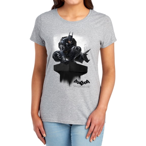 Batman Arkham Knight Perched Women's T Shirt, Athletic Heather, Large