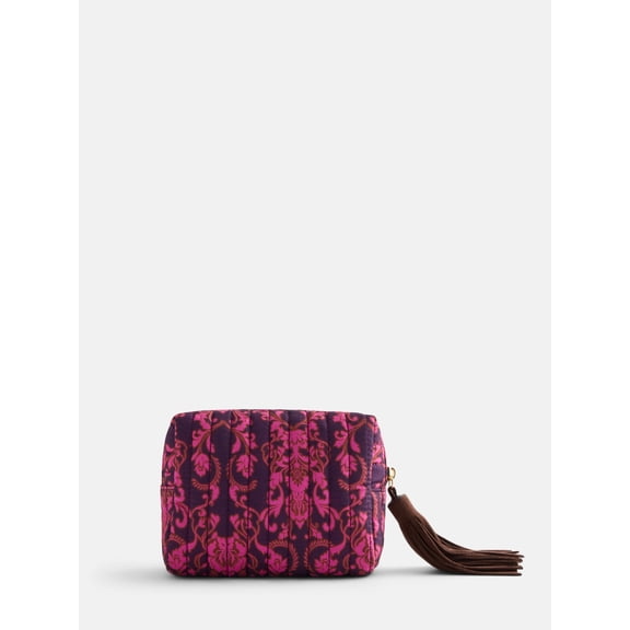 Scenario Women's Zip Pouch with Fringe Tassel, Red Plum