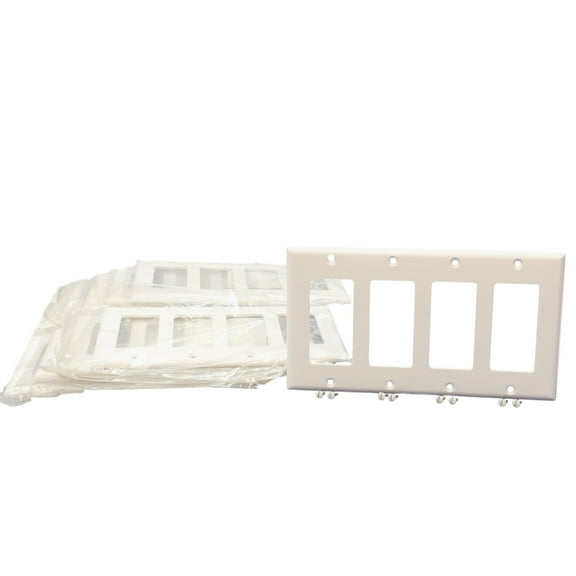 Cooper 2164W White Four Gang Decorator Wall Plate (Pack of 10)