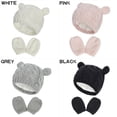thumbnail image 2 of Girls Boys Windproof Warm Cute Pom pom Children Cap Hat Gloves Set Baby Winter Beanie Newborn Knitted Hats PINK M, 2 of 8