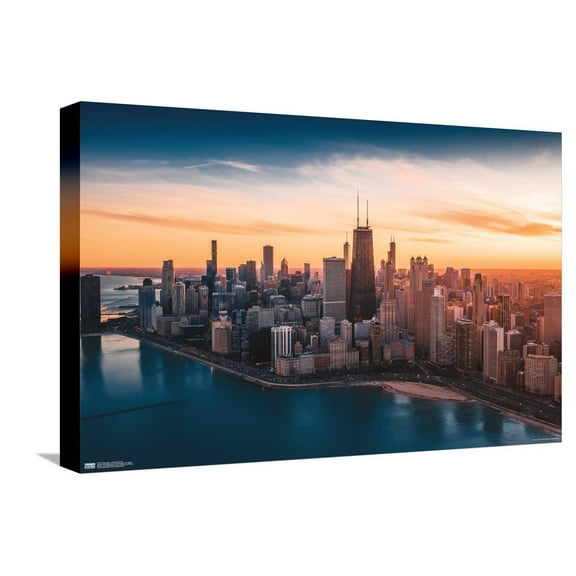 Cityscapes - Chicago, Illinois Canvas Wall Poster, 14.725" x 22.375"