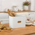 thumbnail image 4 of Extra Large Space Saving Farmhouse White Bread Box With Bamboo Lid - Holds 2 Loaves - Vertical Breadbox Bread Storage Bin Holder for Kitchen Countertop, Honeycomb Embossed Pattern, 4 of 8