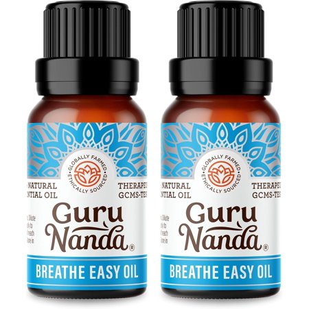 GuruNanda Breathe Easy Essential Oil for Diffusers, 100% Pure Aromatherapy Oil (2 x 0.5 oz)