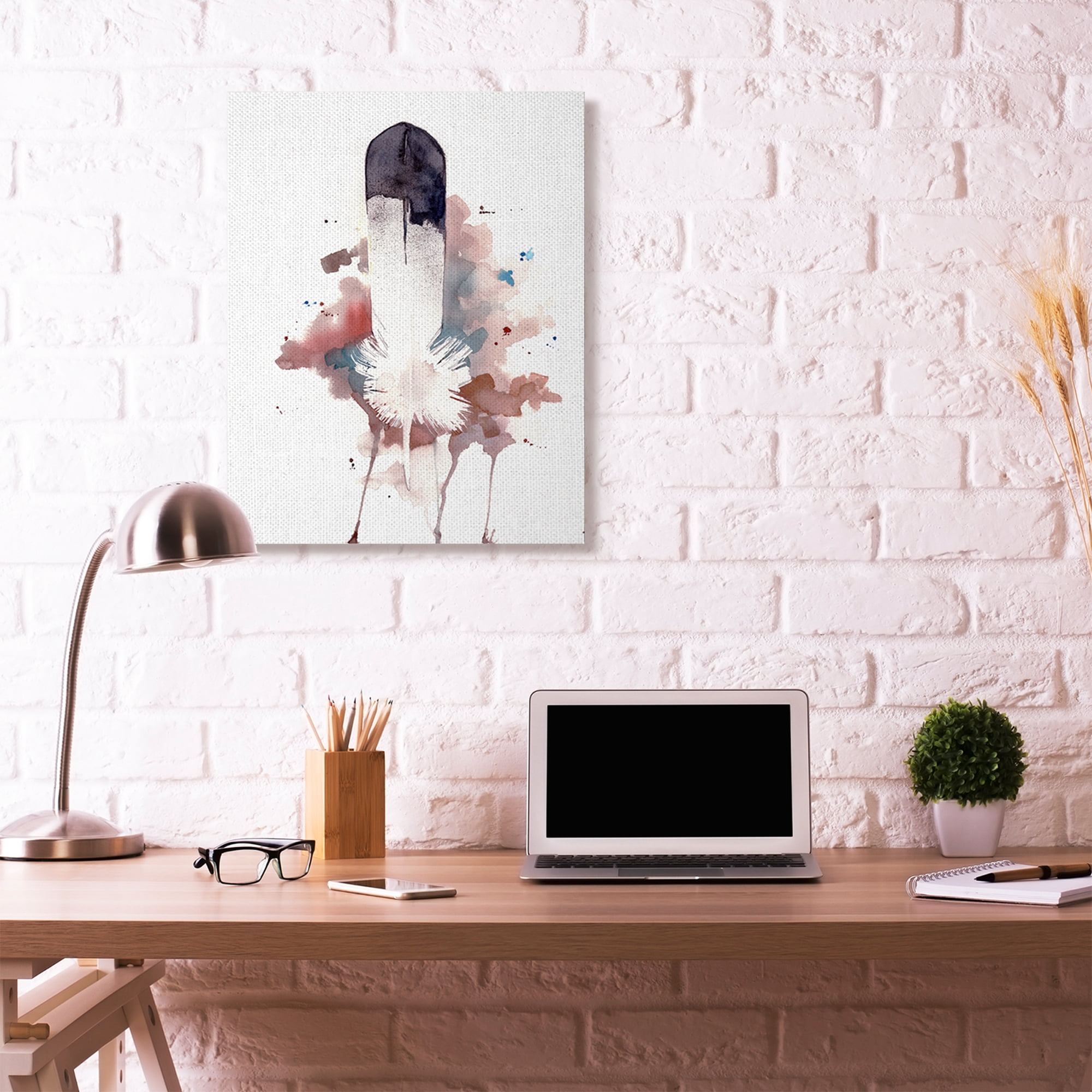 Stupell Home Décor Bird Feather Abstract Watercolor Painting Canvas Wall Art by Sean Parnell