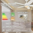 thumbnail image 2 of VAGIZM 52 Inch Ceiling Fan with Light - 5 Blades Ceiling Fan for Living Room and Bedroom - 5000 CFM Max Airflow - Quiet DC Motor - Dimmable - Reversible Function - White, 2 of 8