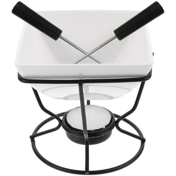 Supvox Fondue Cheese Pot Chocolate Hot Pot White Ceramic 1 Set Diy Baking Tool