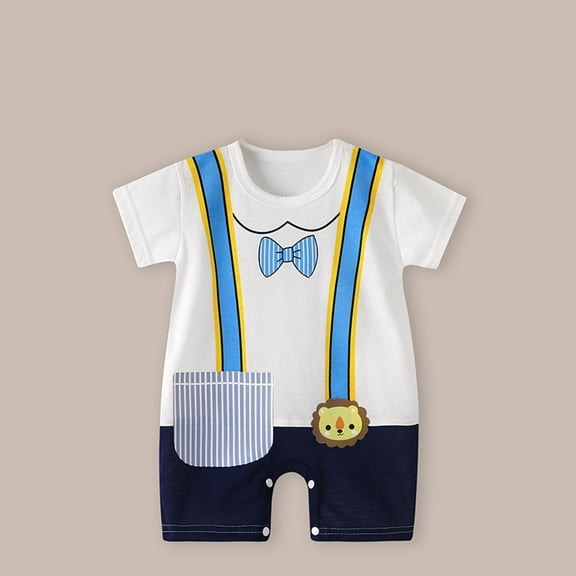 TMOYZQ Baby Boys Girls Romper Adorable Toddler Gentle One Piece Bodysuit Cute Print Short Sleeve Cotton Overalls Clothes 2025