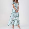 thumbnail image 2 of WTXUE Robes d'Été pour Femmes 2024, Robe d'Été Décontractée à la Mode pour Femmes à Fleurs, Col en V, Manches Courtes, Longue, Col en V, Manches Courtes, Patte, Robe de Loisirs, Rose, 2 of 4