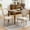 Beige, variant on French Style Solid Wood Frame Antique Painting Linen Fabric Rattan Back Dining Chair,Set of 2,Cream,Beige