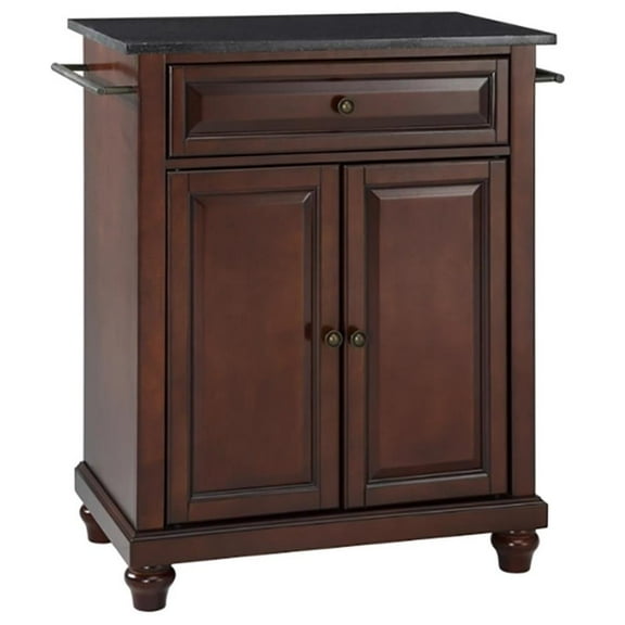 Kingfisher Lane Traditional Wood Kitchen Island with Granite Top in Mahogany