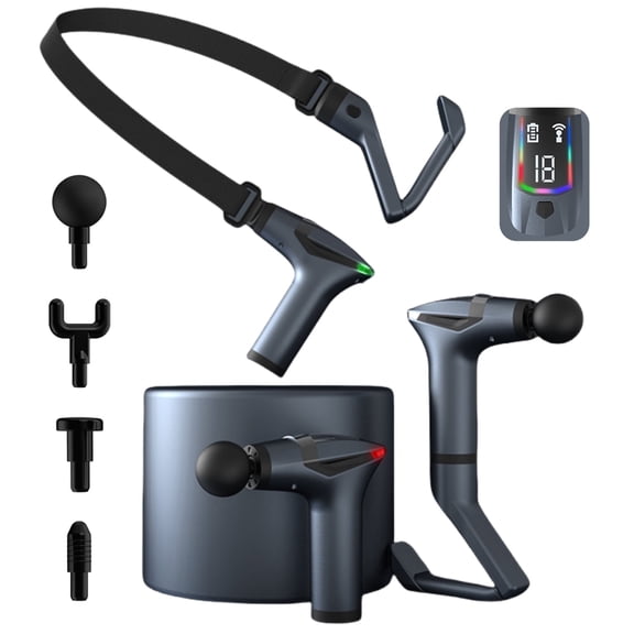 LDNIO 3-in-1 Massage Gun Deep Tissue Percussion Muscle Massager with Extend Handle, LCD Screen for Neck Back Shoulder Relaxing