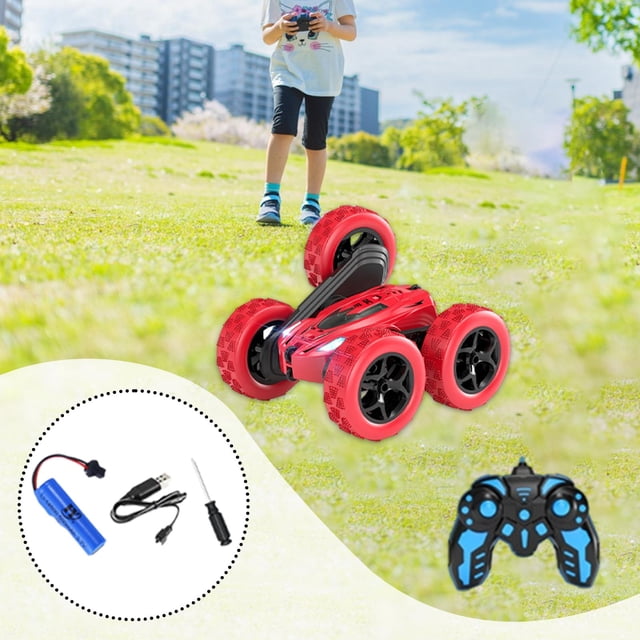 Coche acrobático teledirigido con detección de gestos, vehículo de juguete para niños, carreras de acrobacias, coches controlados por gestos de mano, Rojo