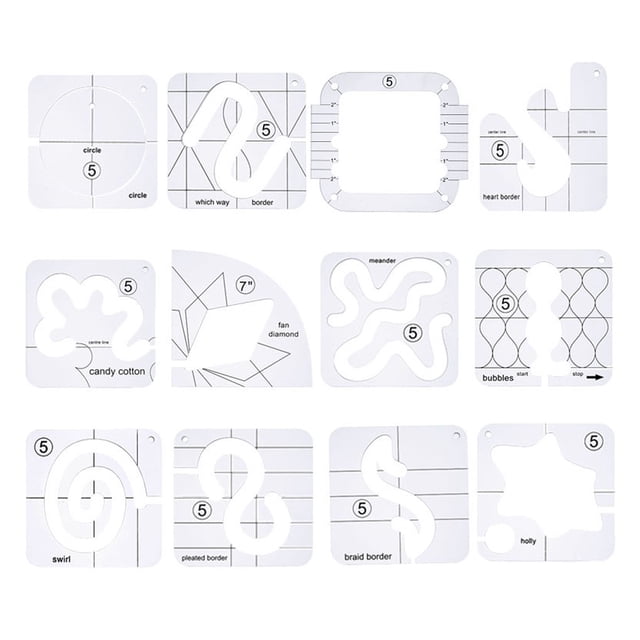 Inteprter Paquete de 12 plantillas de costura marco DIY artesanía costura acolchado alinear reglas costura herramientas de dibujo hechas a mano Artesanía Inteprter HA012118-00