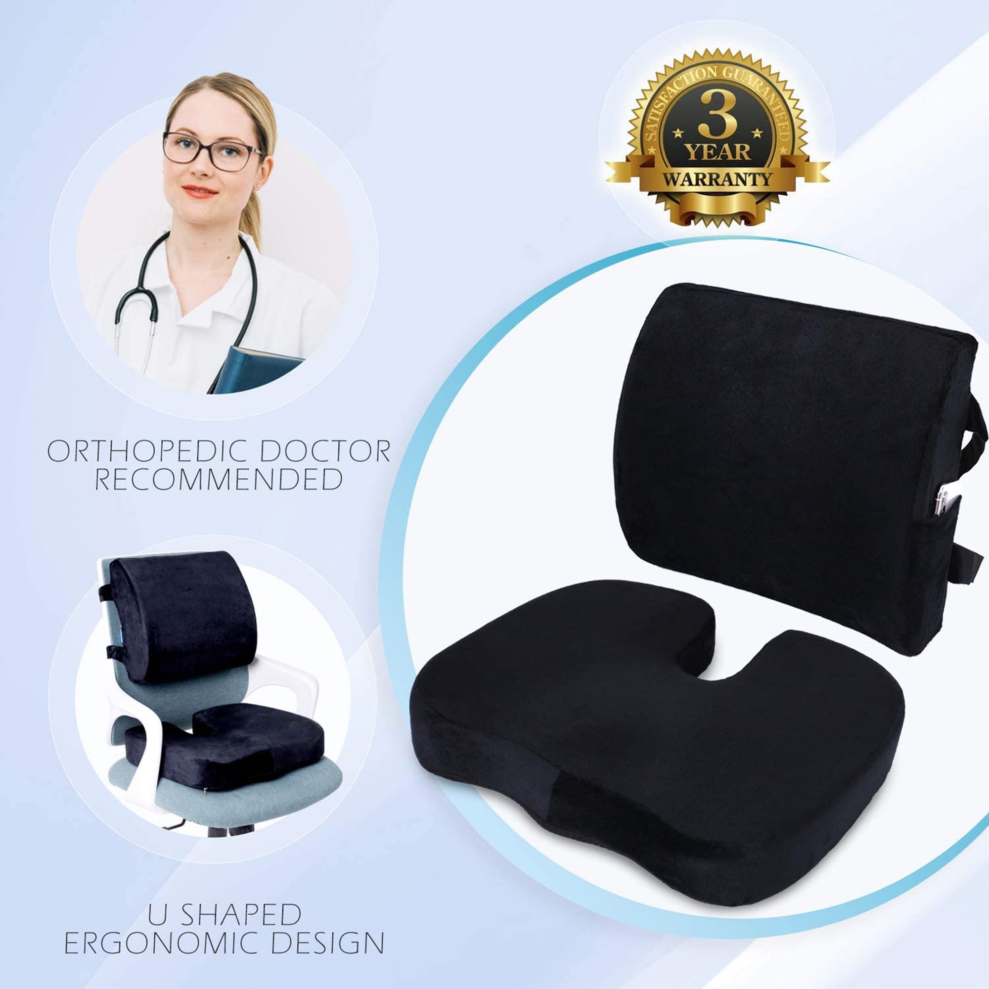 Memory Foam Auto Cushion Orthopedic Pillow Coccyx Cushion Support  Breathable Pad Car Seat Protector Hip Massage