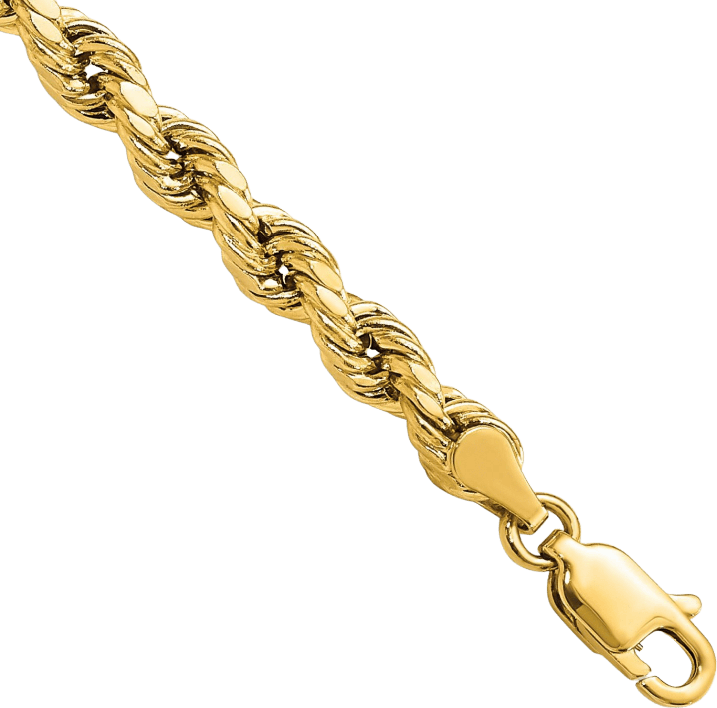 14K Solid Yellow Gold 4mm Rope Chain Twisted Link Necklace