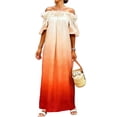 thumbnail image 1 of Mujeres Más Tamaño Manga Corta Tops Off-Hombro Ruffle Puff Manga Maxi Vestido, Vestido de Vacaciones de la Playa Gradiente Flujo para el Resort de Verano, 1 of 8