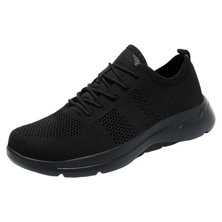 

Ediodpoh Men Sports Shoes Fashionable New Pattern Simple and Pure Color Mesh Breathable and Comfortable Flat Bottomed Casual Shoes Sneakers for Men Black 10.5