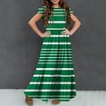 thumbnail image 5 of 2025 Girls Dresses with Pockets 6-12 Years Kids Ruffle Short Sleeve Trendy Stripe Printed Crewneck Going Out Long Maxi Dress, 5 of 7