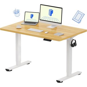 FLEXISPOT EN1 Standing Desk 48 x30 - Maple 1 Thick Seamless Desktop 176 LBS Capacity Home Office 4 Memory Presets Dual Monitor Setup Anti-Collision