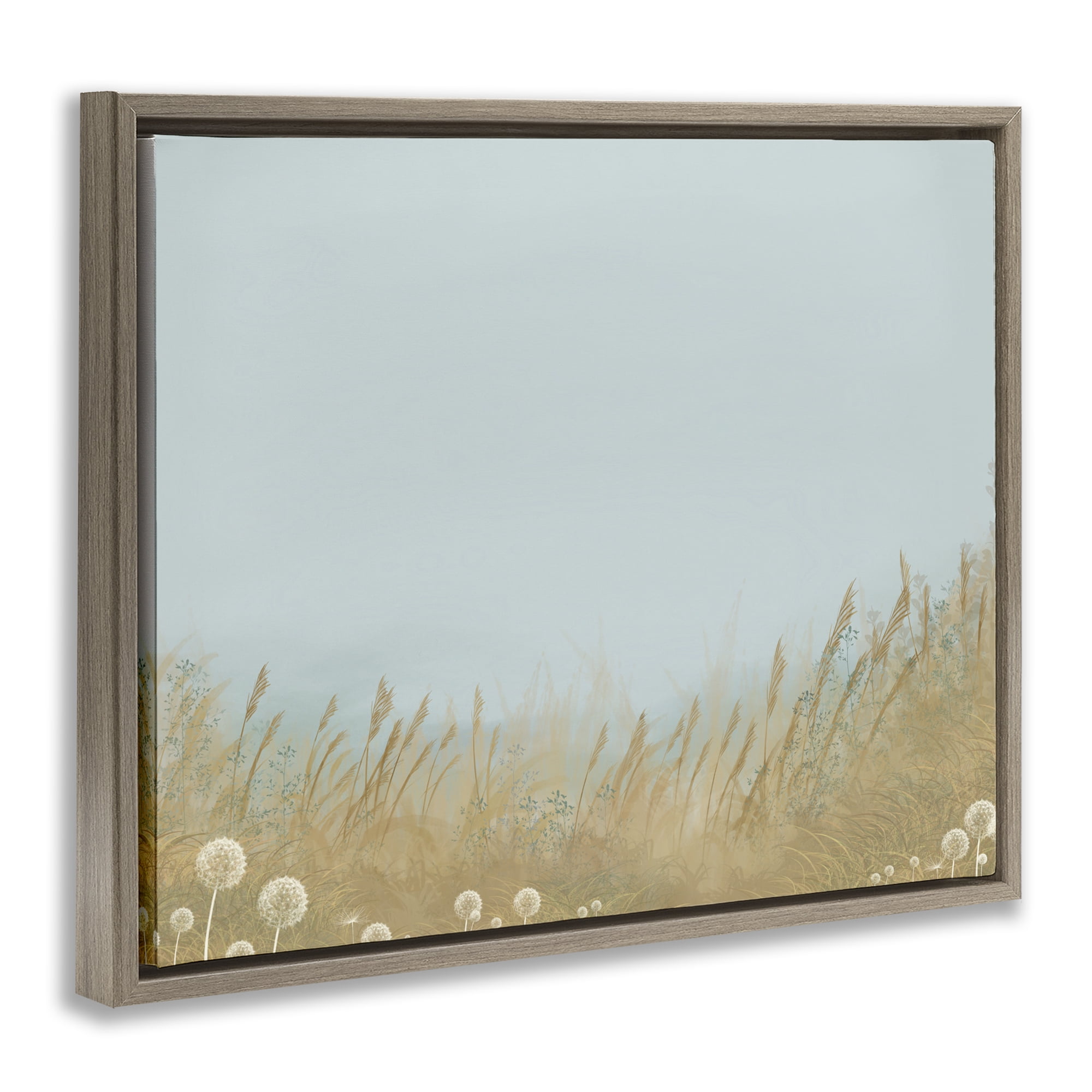Misty Meadows Blowing in Wind Brown Framed Floater Canvas Wall Art, design by Renel Peters