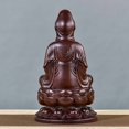 thumbnail image 4 of Ebony carved lotus-seated Guanyin Bodhisattva statue, solid wood carving, home decor, rosewood handicrafts., 4 of 4