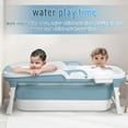 thumbnail image 2 of Fiabour 55 inch Foldable Bathtub,Portable Bathtub for Adult Kids,Large Collapsible Tub with Handle,Freestanding Surround Collapsible Bathtub,No Lid,Hot Bath,Ice Bath,C-Blue-140cm, 2 of 16