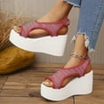 thumbnail image 6 of HAOTAGS Womens Casual Wedge Heel Sandals Walking Platform Sandals Red Size 6, 6 of 7
